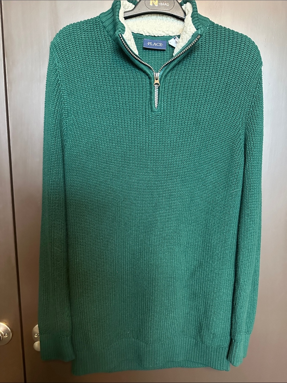 Place Boys Quarter Zip Green Ribbed Sweater